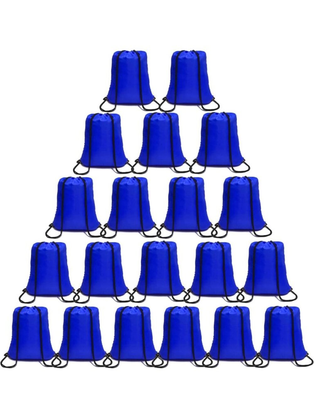 100 Pack Royal Blue Drawstring Backpacks | Nylon Cinch Sacks for Gym, Parties